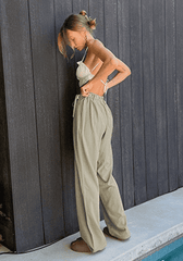 Long Pants Women Wrap Floor Length Waist Bow Cool Pants1