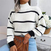 Vintage Striped Sweater Long Sleeve Casual Knitted Pullover Jumper