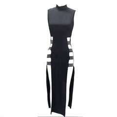 Black Sexy Dress Side High Slit Night Club Party Dress