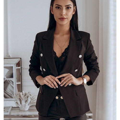 Women Blazer Top Long Sleeve V Neck Button Casual Blazers