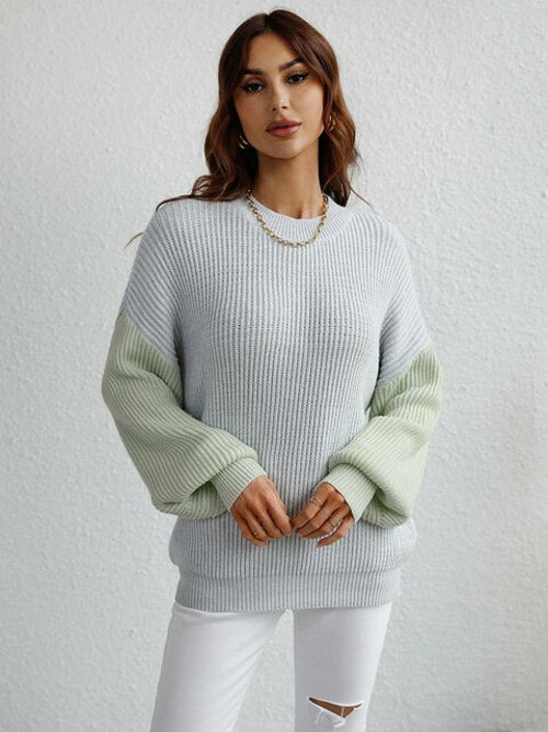 Patchwork Oversize Women's Sweater Pullover