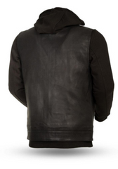 Kent - Men's Motorcycle Leather Vest with Sweatshirt