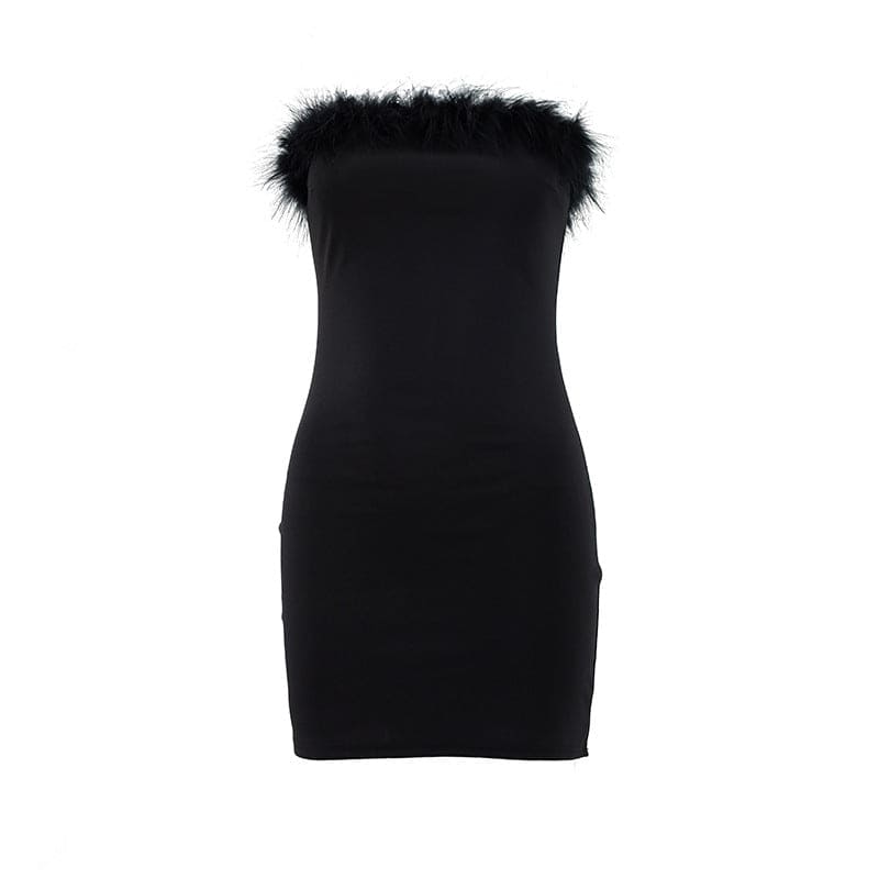 tube dress winter One-shoulder dress, spring, autumn and winter, sexy strapless tube top Lee Nhi Boutique