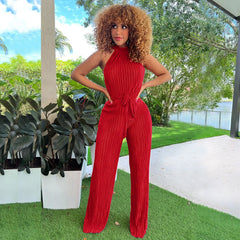 Spring Summer Women Clothing Sexy Women Pleated Jumpsuit