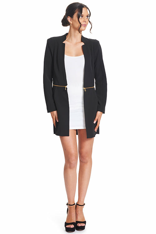 Convertible Three Way Notch Neck Blazer - Wear it long, half-zipped or