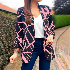 Long Sleeve Women Suit Jacket Turn-down Collar Blazer Coat