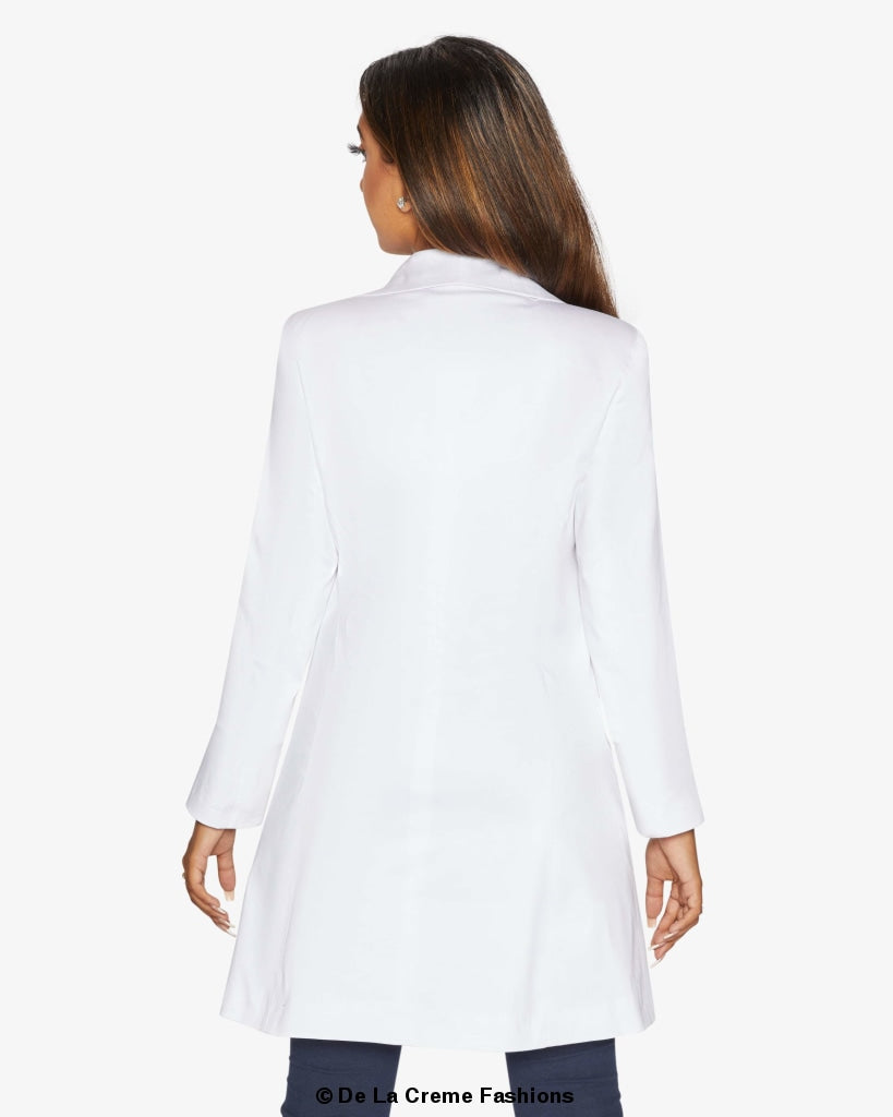 De La Creme Womens Double Breasted Longline Blazer