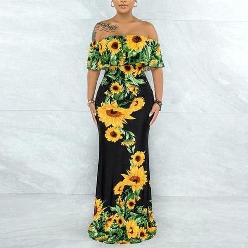 Sexy Off Shoulder Ruffle Maxi Dress