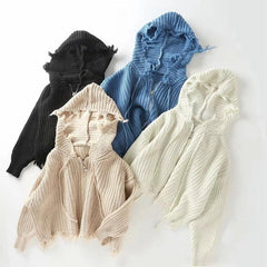 Casual Tassel Hooded Knitted Sweater