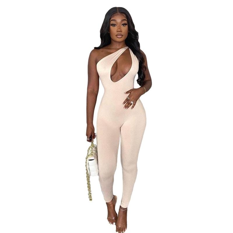 Women One Shoulder Sexy Cut Out Rompers Jumpsuit