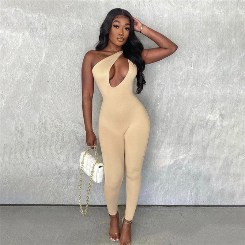 Women One Shoulder Sexy Cut Out Rompers Jumpsuit