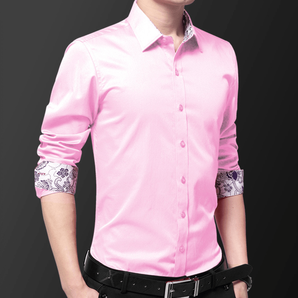 Men's Button Down Shirt with Oriental Inner Details