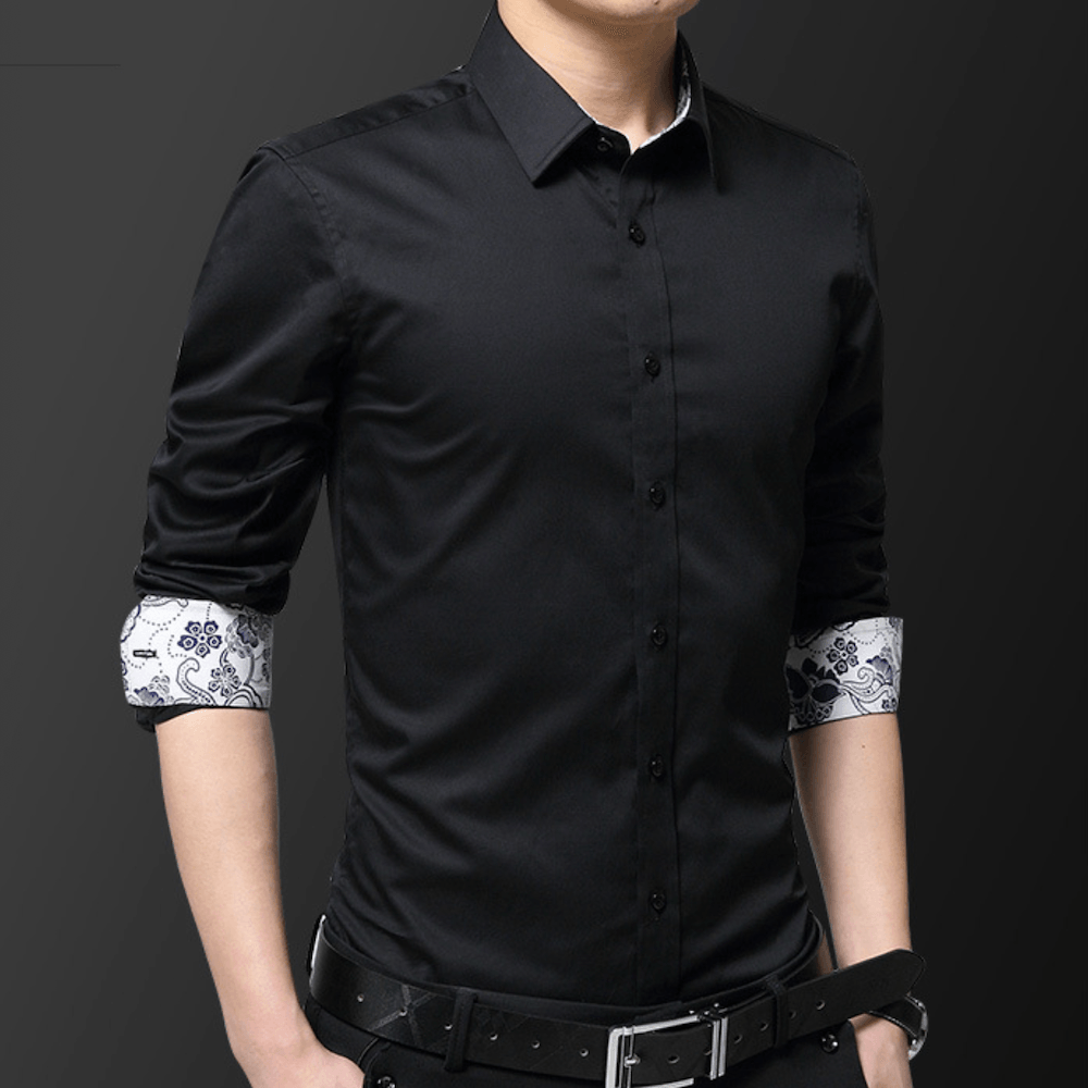 Men's Button Down Shirt with Oriental Inner Details