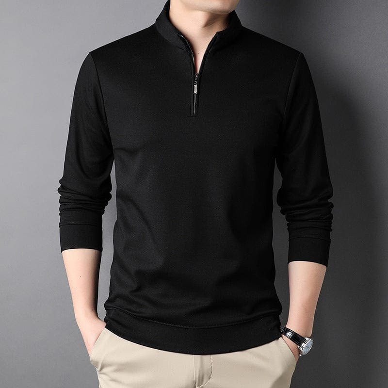 Mens Casual Stand Collar Long Sleeve Top